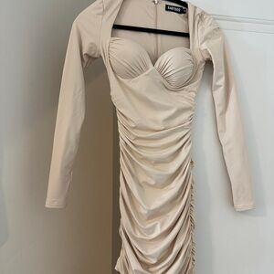 Babyboo Fashion Cream Ruched Bodycon Dress
